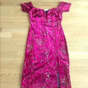 Red and Gold Velvet Dress